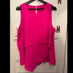 Vince Camuto Neon Pink Layered Top, size L
